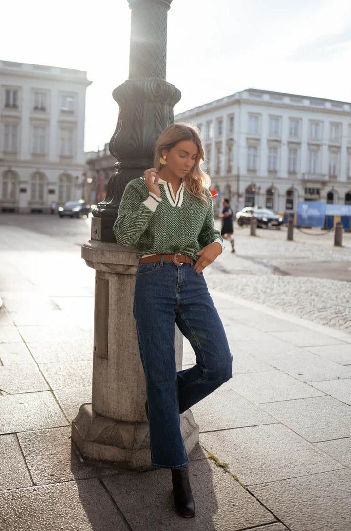 Linen v-neck sweater "Sunset Soirée" – Elegant & refined