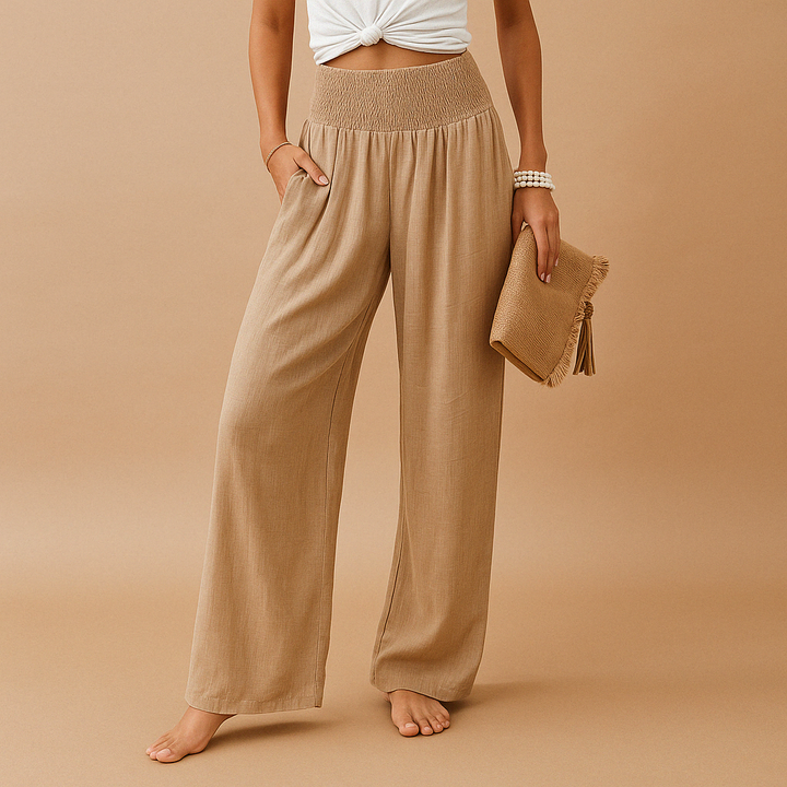Loïs Women's Lightweight Straight-Leg Pants with Elastic Waistband