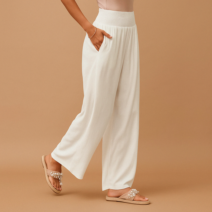 Loïs Women's Lightweight Straight-Leg Pants with Elastic Waistband
