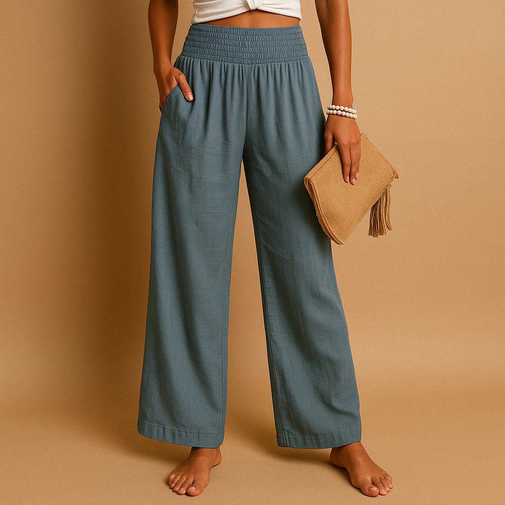 Loïs Women's Lightweight Straight-Leg Pants with Elastic Waistband