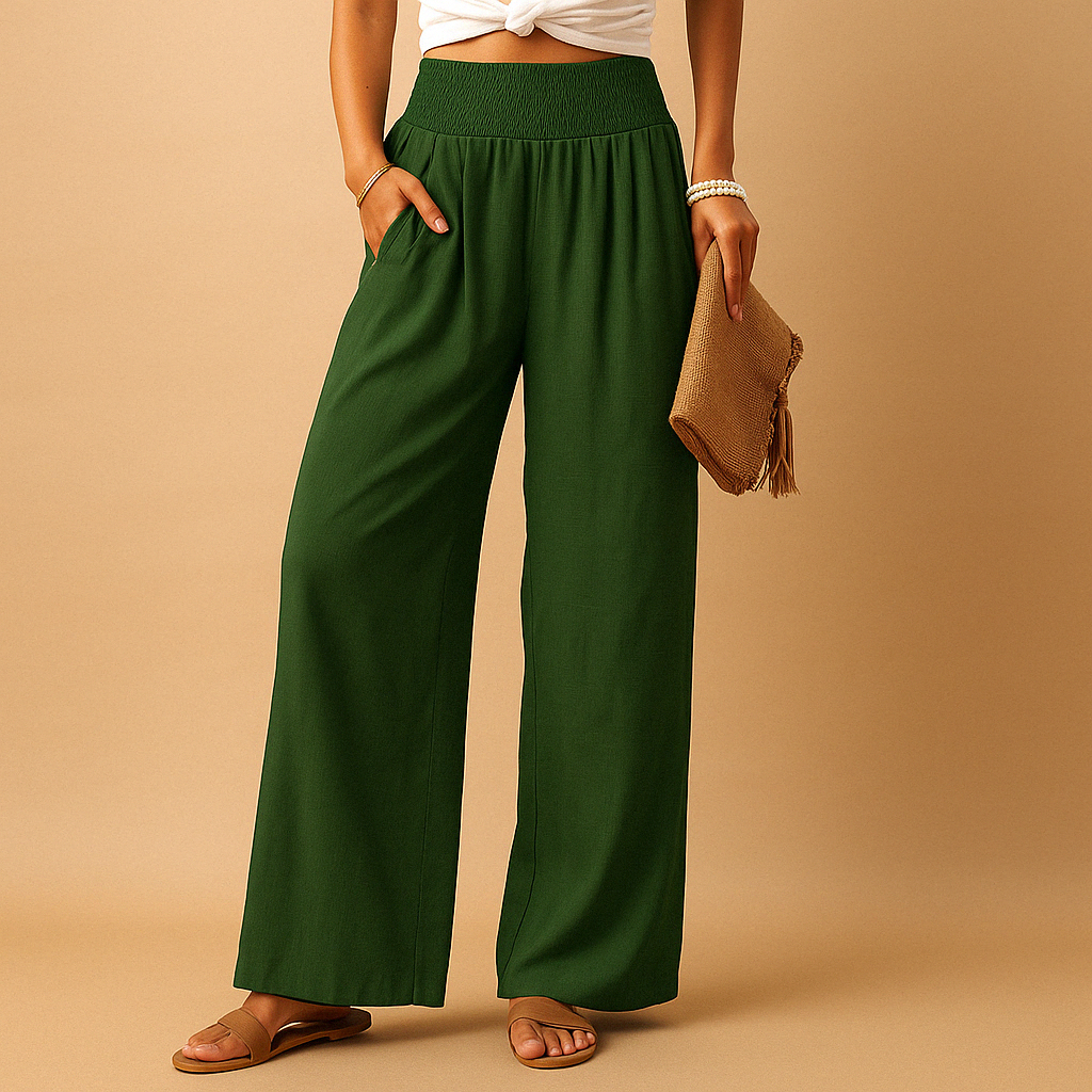 Loïs Women's Lightweight Straight-Leg Pants with Elastic Waistband
