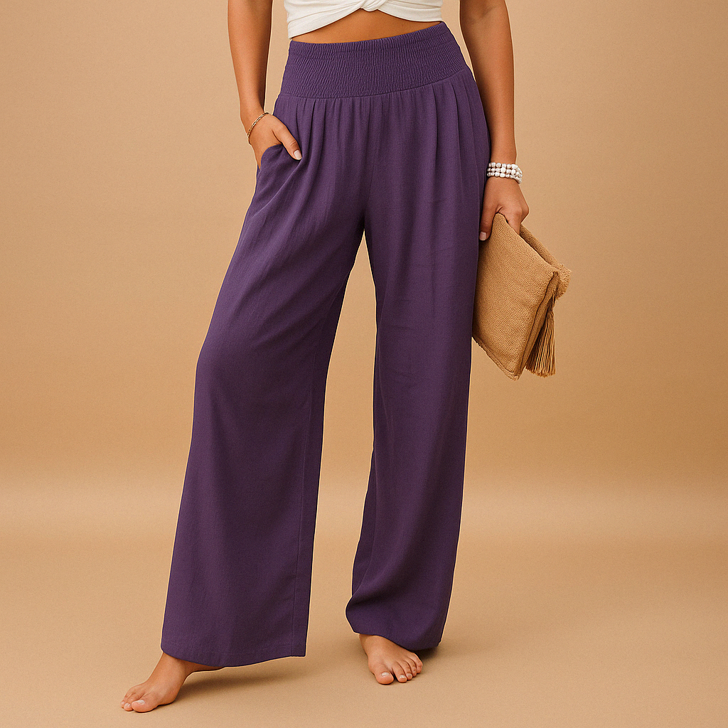 Loïs Women's Lightweight Straight-Leg Pants with Elastic Waistband