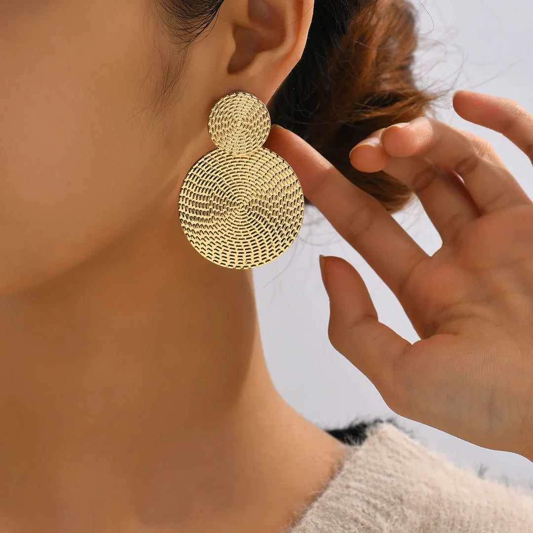 Boho Metal Round Earrings