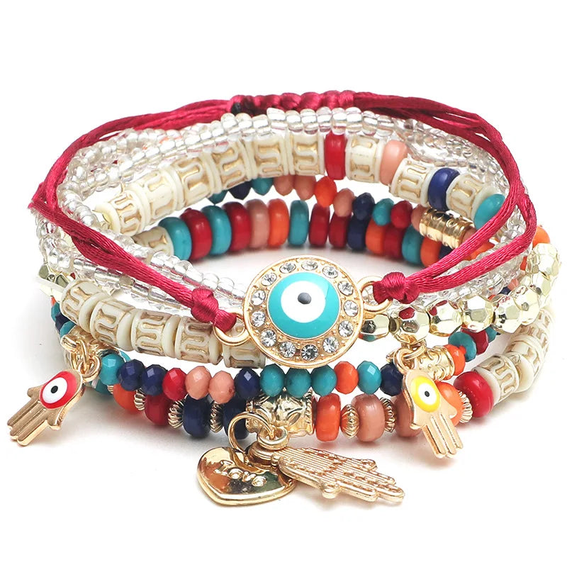 Evil Eye Charm Bracelet Set