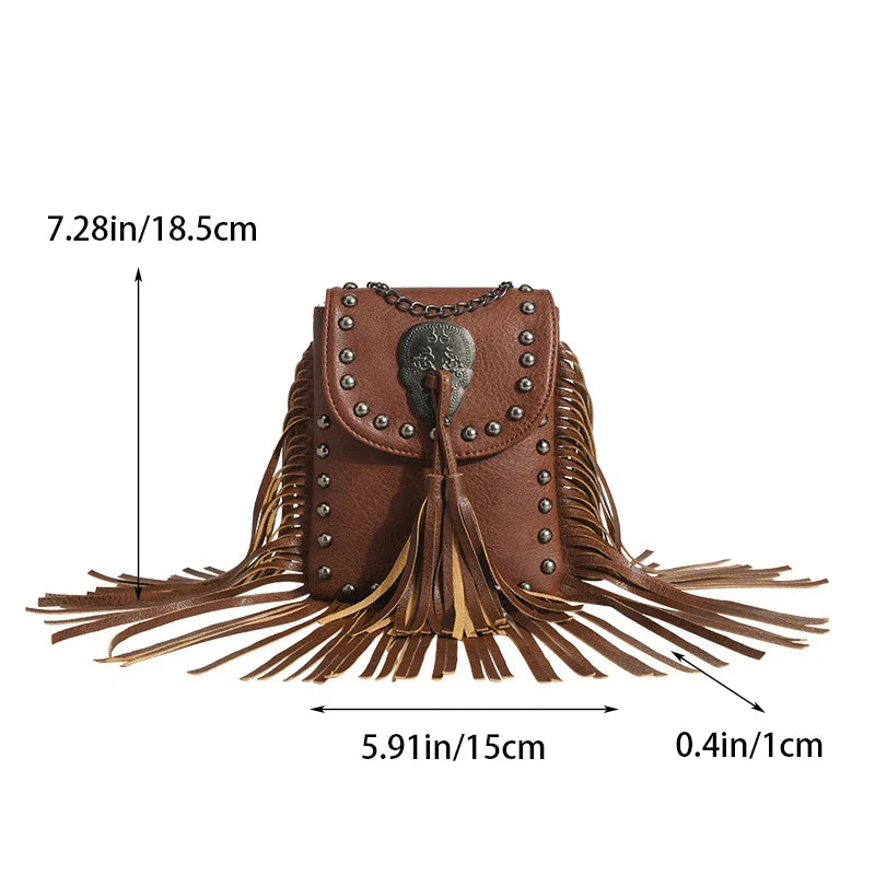 Punk Tassel Leather Shoulder Bag