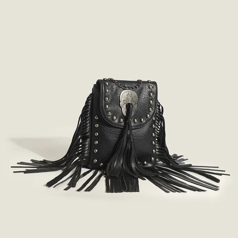 Punk Tassel Leather Shoulder Bag