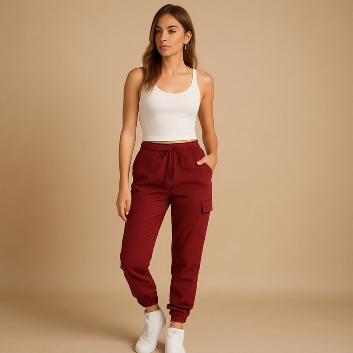 Elvira Women's High-Waisted Fitted Cargo Pants