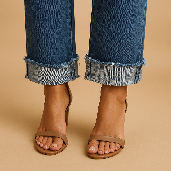 Edna Women's Casual Denim Jeans with Asymmetric Waist