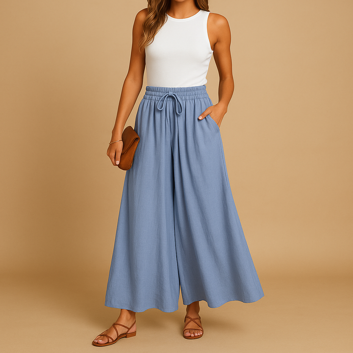 Yara Women's Chic High-Waisted Wide-Leg Trousers