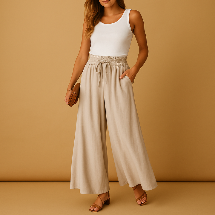Yara Women's Chic High-Waisted Wide-Leg Trousers