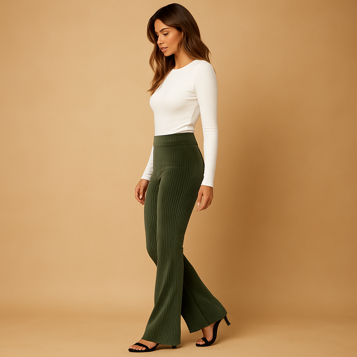 Yara Women's High-Waisted Flared Corduroy Pants