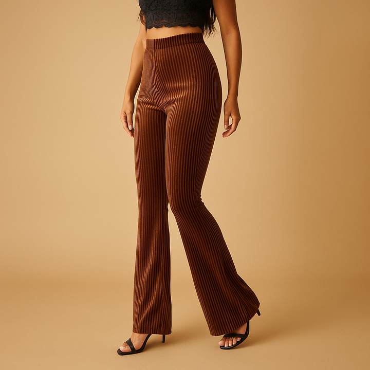 Yara Women's High-Waisted Flared Corduroy Pants