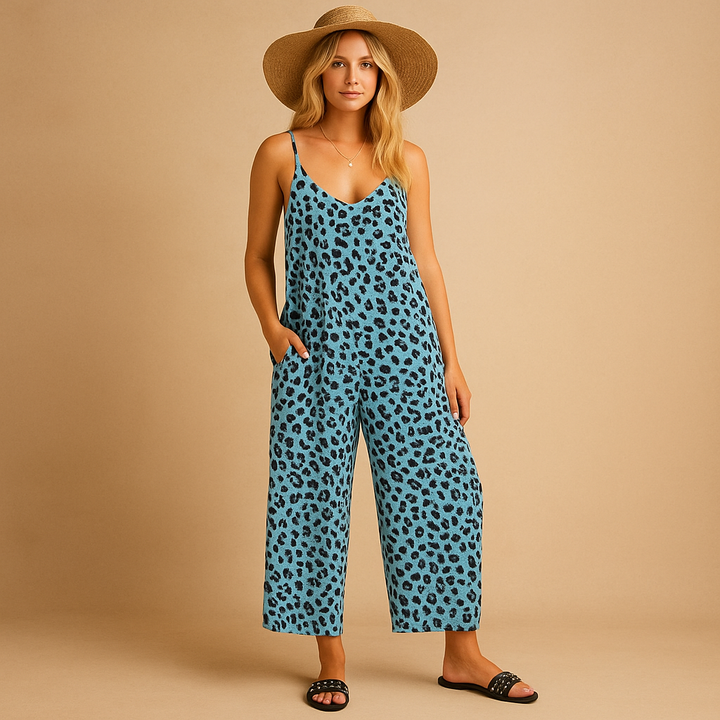 Jasmine Women's Leopard Print Halter Neck Jumpsuit