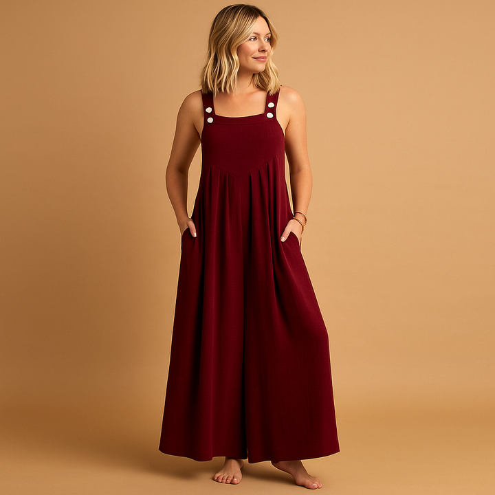 Alona Women's Lightweight Cotton Wide-Leg Jumpsuit