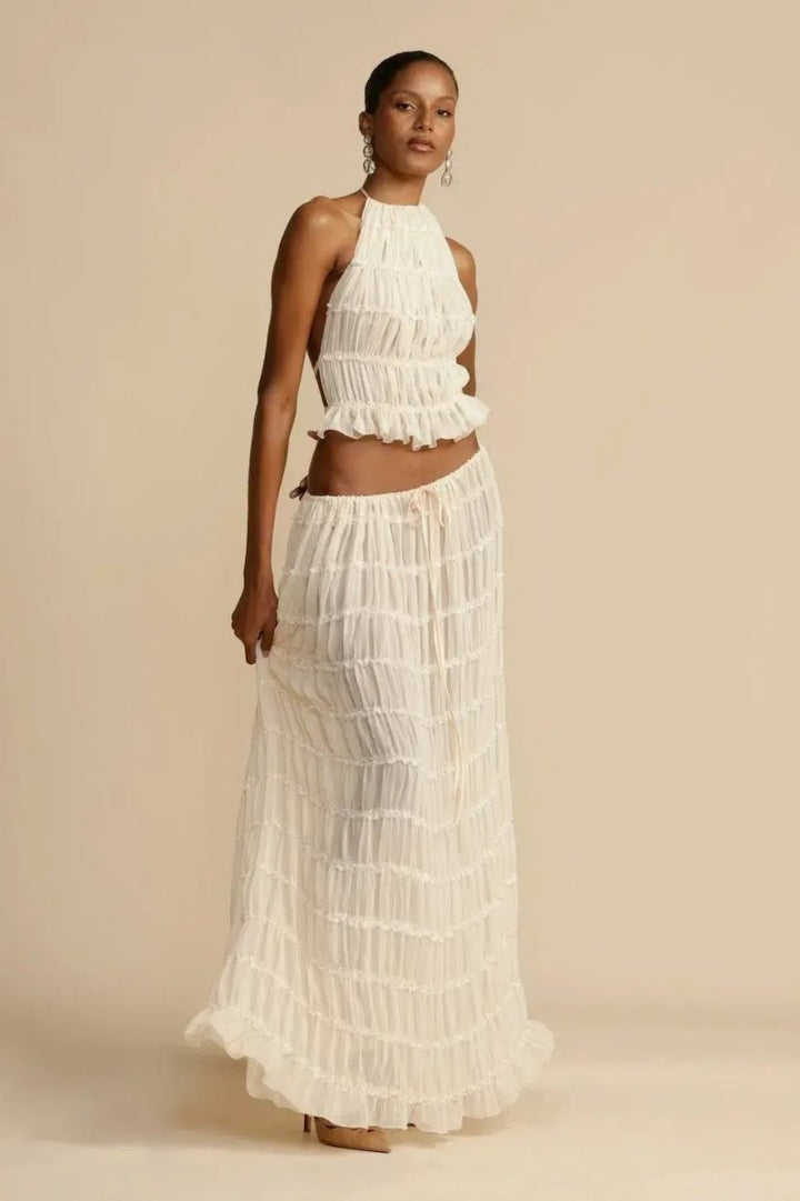 Silk ensemble "Morning Coffee" – Elegant & refined
