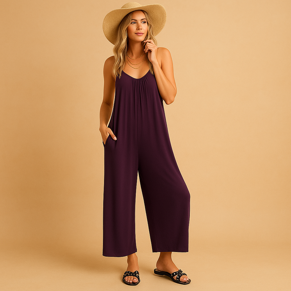 Elena Women's Summer Sleeveless Jumpsuit with Adjustable Straps