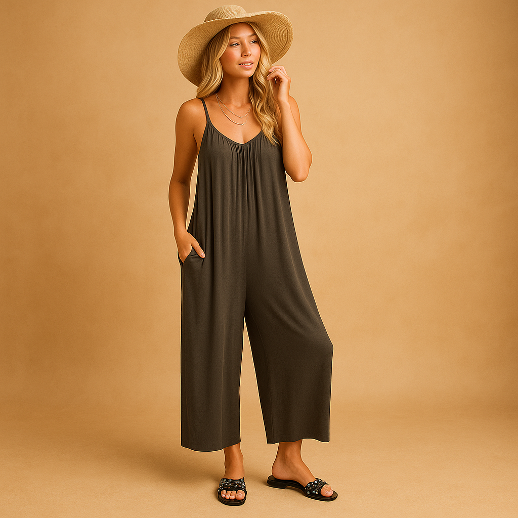 Elena Women's Summer Sleeveless Jumpsuit with Adjustable Straps
