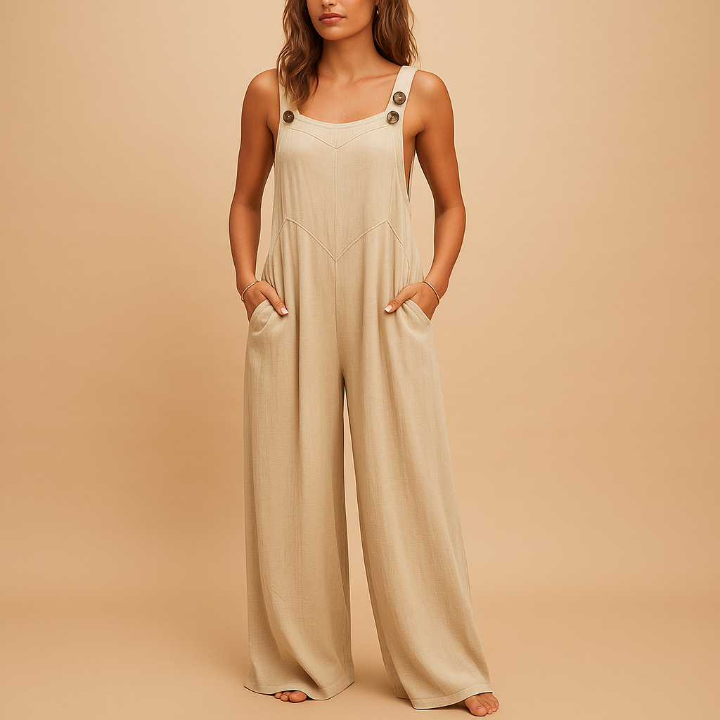 Yara Women's High-Waisted Wide-Leg Summer Jumpsuit