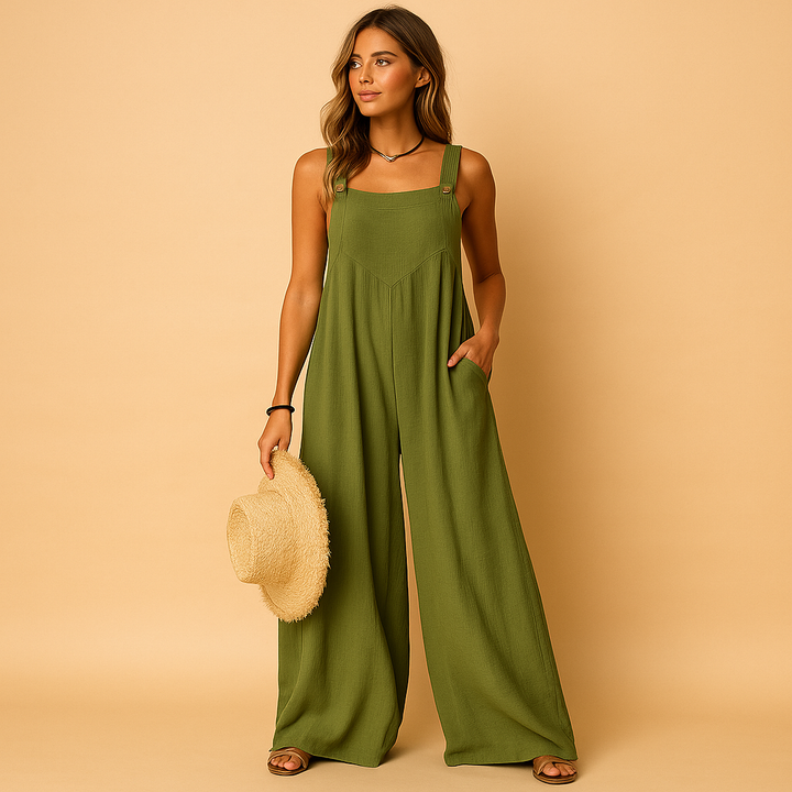 Yara Women's High-Waisted Wide-Leg Summer Jumpsuit